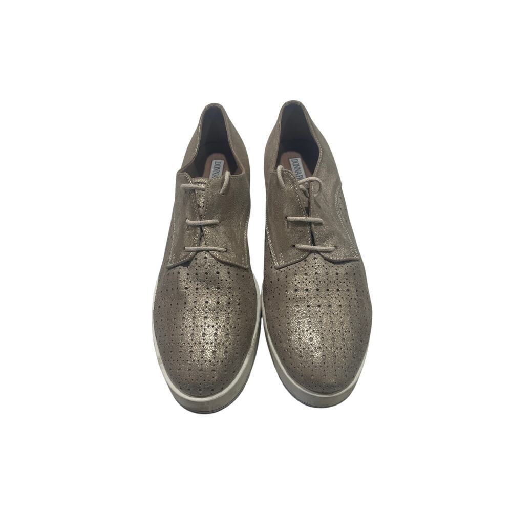 Donna Piu Made in Italy Metallic Bronze Perforated Oxford Shoes size 38 euro - Picture 1 of 7